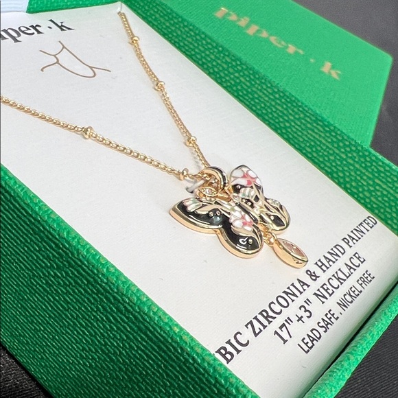 Piper K | Black Butterfly Necklace w/ Cubic Zirconia - Picture 5 of 8